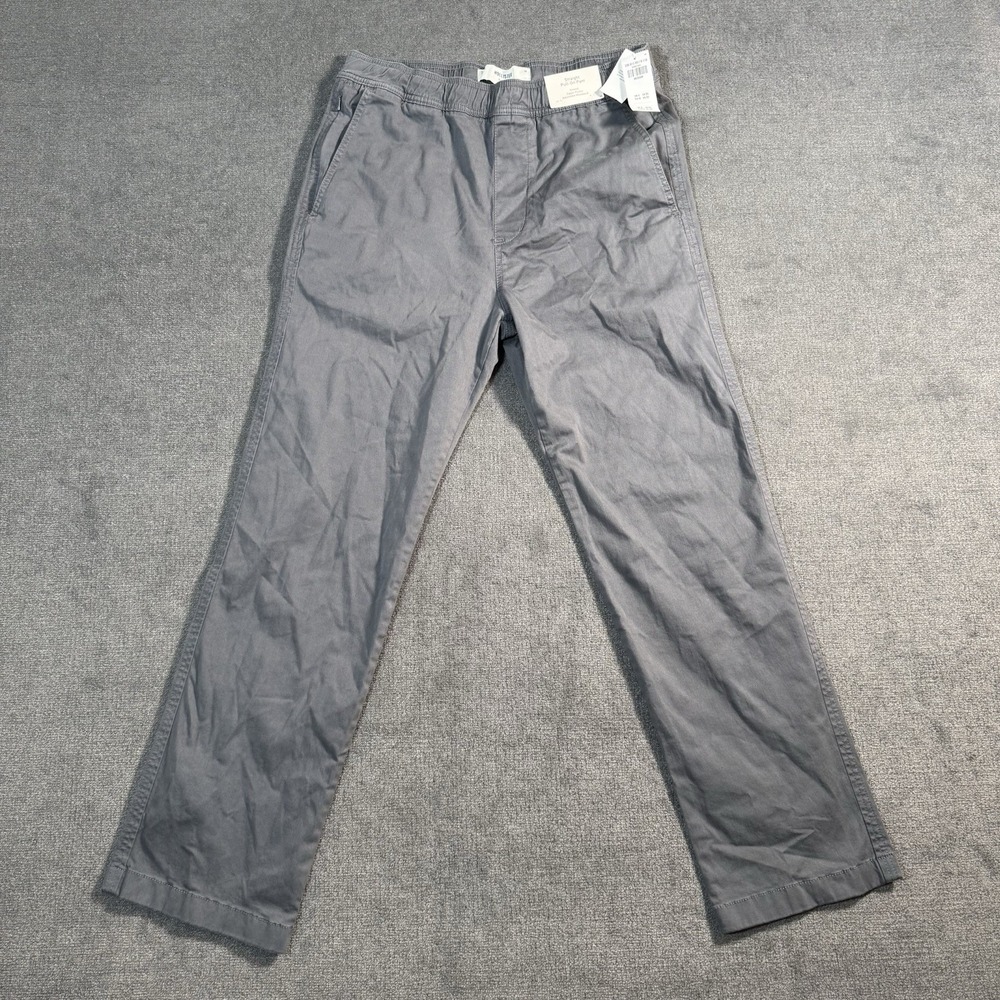 Nwt Hollister Straight Pull On Pants Men's Medium Gray Zipper Pocket Stretch